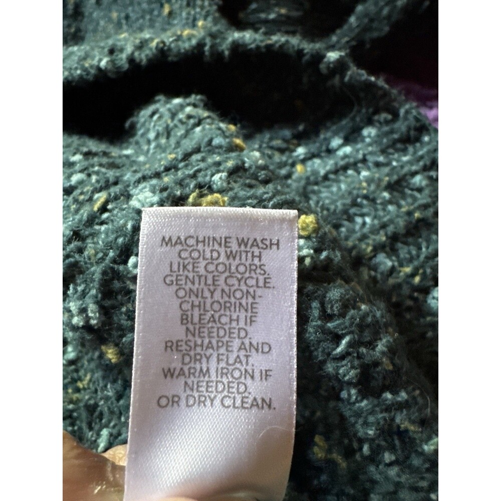J Jill Women’s Turtleneck Sweater M Teal Green Tweed Speckled Cotton Blend - Picture 6 of 6